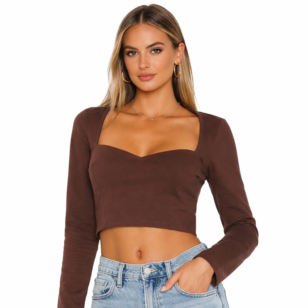 Lovers + Friends Brown Crop Long Sleeve Top Size M